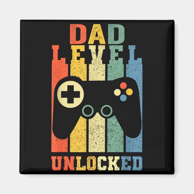Imán Funny New Dad Shirt Dad Level Unlocked Day Tee Shi (Frente)