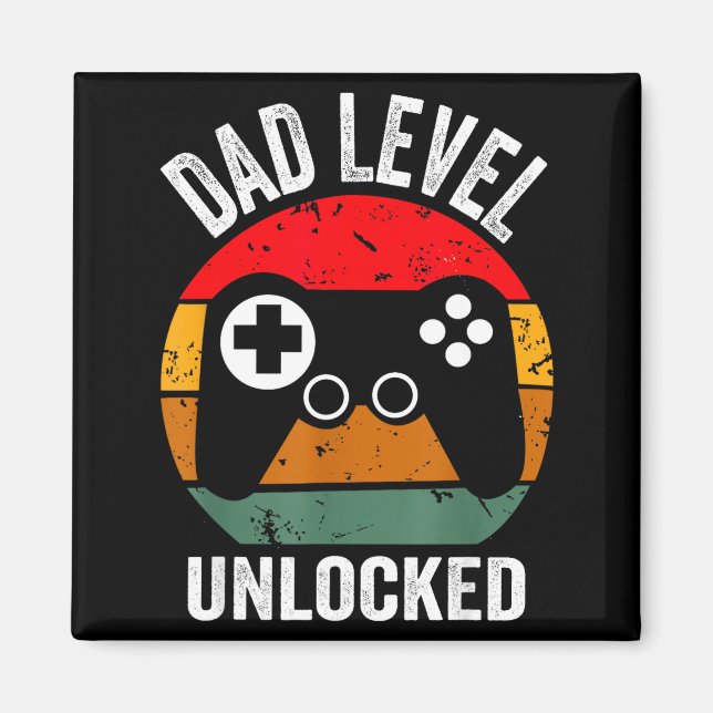 Imán Funny New Dad Shirt Dad Level Unlocked Tee Shirt G (Frente)