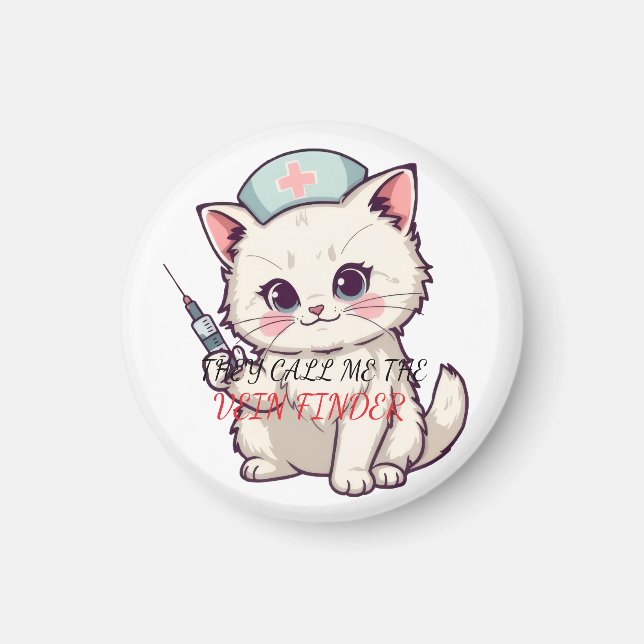 Imán Funny Nurse Cat The Vein Finder Personalized (Frente)