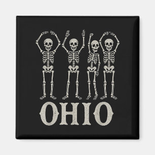 Imán Funny O-h-i-o State Skeleton Ohio Halloween Vintag