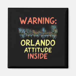 Imán Funny Orlando Florida Night Skyline Vintage Premiu
