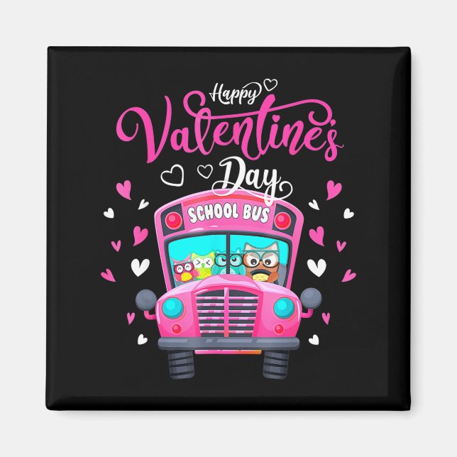 Imán Funny Owls School Bus Driver Happy Valentines Day  (Frente)