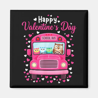 Imán Funny owls school bus driver happy valentines day
