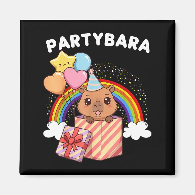 Imán Funny Partybara Capybara Happy Birthday Kids Boys  (Frente)