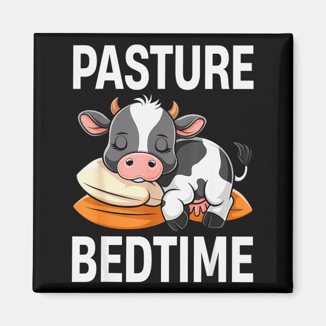 Imán Funny Pasture Bedtime Cute Cow Pajamas Pj Sleep  (Frente)