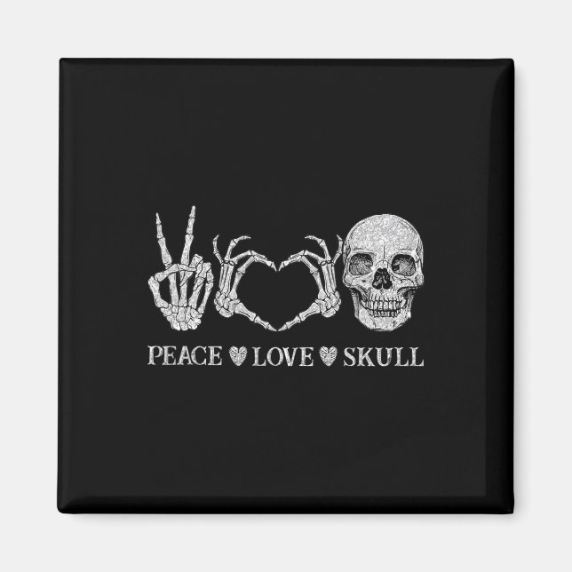 Imán Funny Peace Love Skeleton Hands Halloween (Frente)