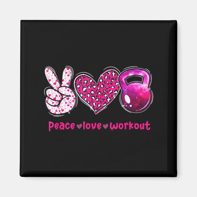 Imán Funny Peace Love Workout Gym Lifting Gymer Valenti (Frente)