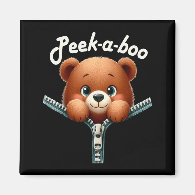 Imán Funny - Peek-a-boo - Bear  (Frente)