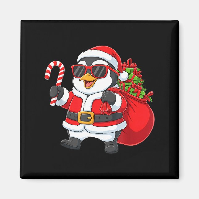 Imán Funny Penguin Christmas Santa Outfit Xmas Boys Gir (Frente)