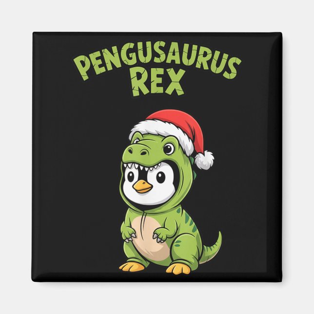 Imán Funny Penguin T-rex Costume Christmas Kids Boys  (Frente)
