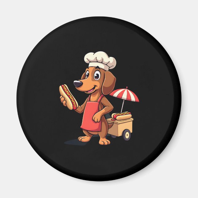 Imán Funny Perro Dachshund Perro Weenie Sausage Hotdog  (Frente)