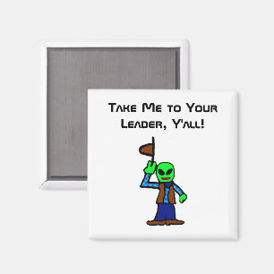 Imán Funny Personalizado de Cowboy Alien con secuestro 