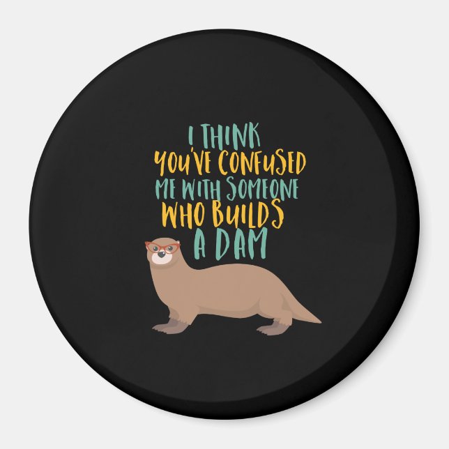 Imán Funny Personalizado de Otter confundido con castor (Frente)