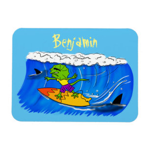 Imán Funny personalizado de surf con lagarto frito