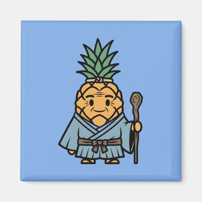 Imán Funny Pineapple Sensei Master Samurai Illustration (Frente)