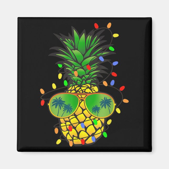 Imán Funny Pineapple Xmas Tree Navidades En Julio (Frente)