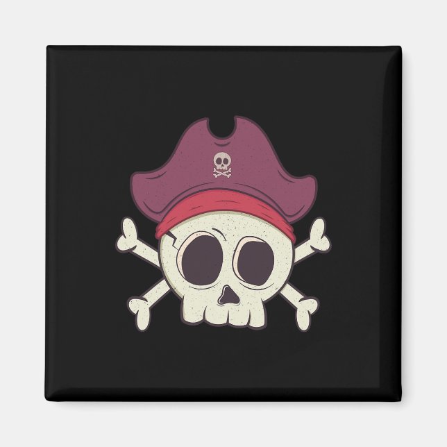Imán Funny Pirate Skull Personalizado Halloween (Frente)