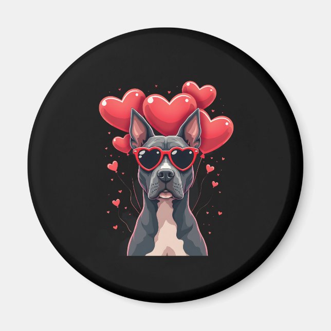Imán Funny Pitbull Día de San Valentín Perro Papá Mamá  (Frente)