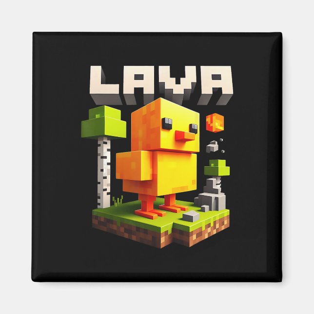 Imán Funny Pixel Chicken Gamer Humor Meme  (Frente)