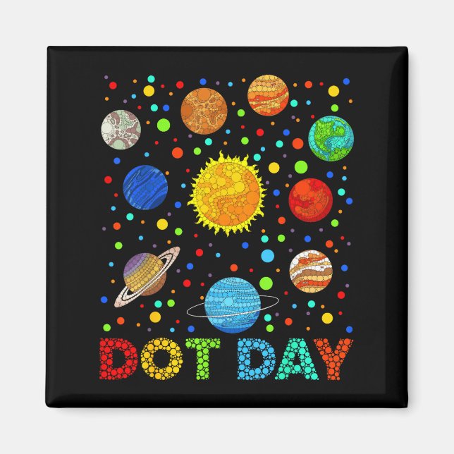 Imán Funny Planets Polka Dot Happy Dot Day Art Student  (Frente)