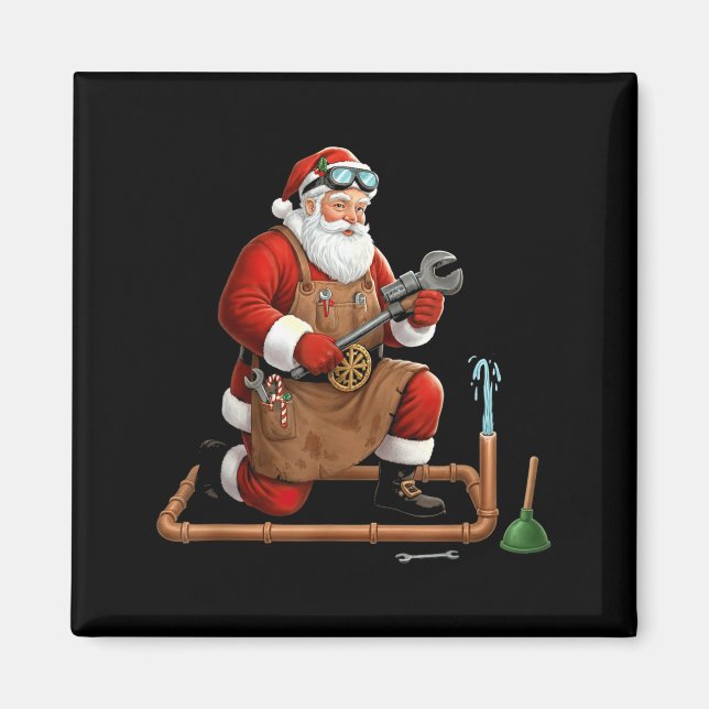 Imán Funny Plumber Santa Christmas Graphic  (Frente)