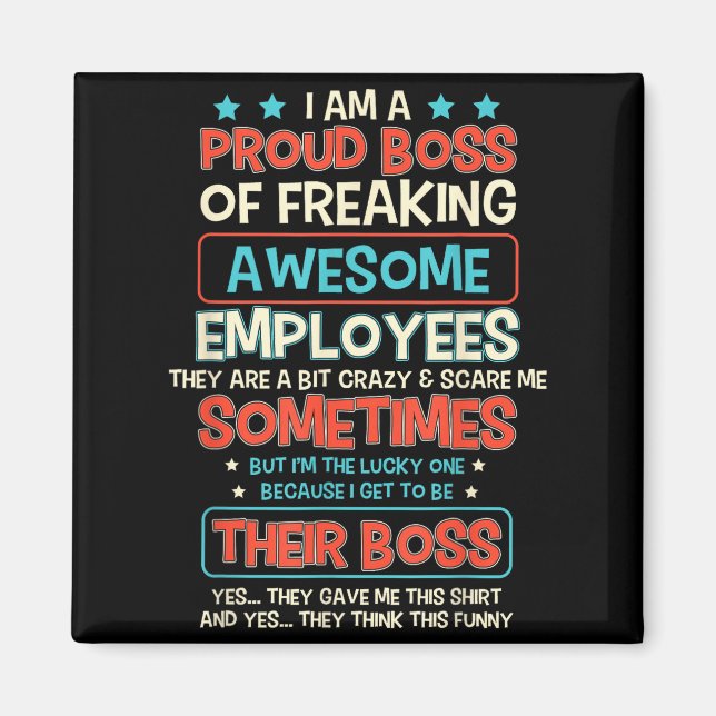 Imán Funny Proud Boss Employee Appreciation Office Men  (Frente)
