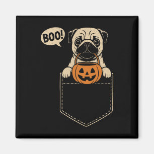 Imán Funny Pug Halloween Cute Pug Dog Pocket Boo Trick