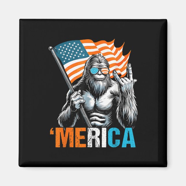 Imán Funny Punk Rock Sasquatch Bigfoot Uu Bandera Meric (Frente)