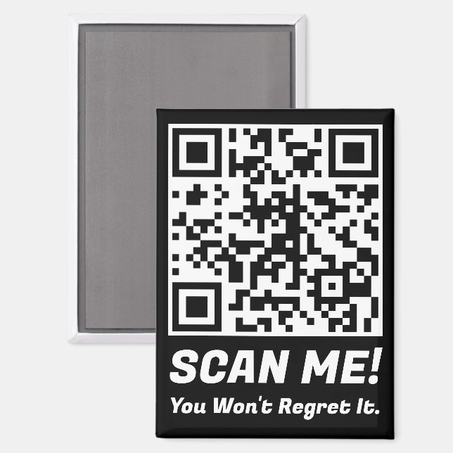 Imán Funny QR Scan Me! Funny Regret Joke  (Anverso/Reverso)