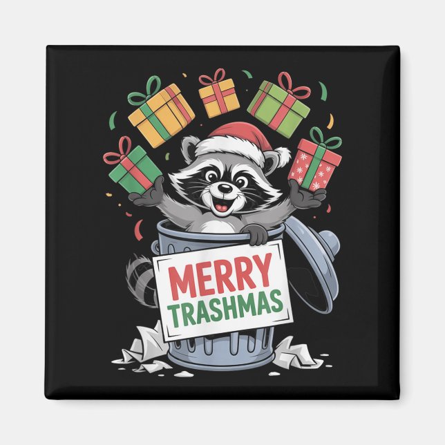 Imán Funny Raccoon Christmas Trash Panda Xmas Merry Tra (Frente)