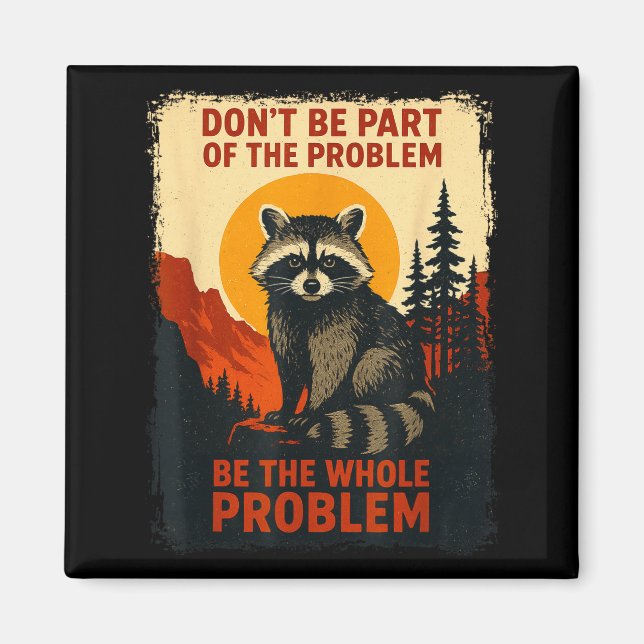 Imán Funny Raccoon Nature Wildlife Outdoor Graphic Sarc (Frente)