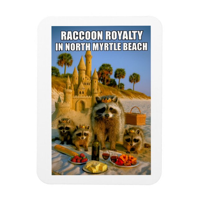 Imán Funny Raccoon Royalty in North Myrtle Beach (Vertical)