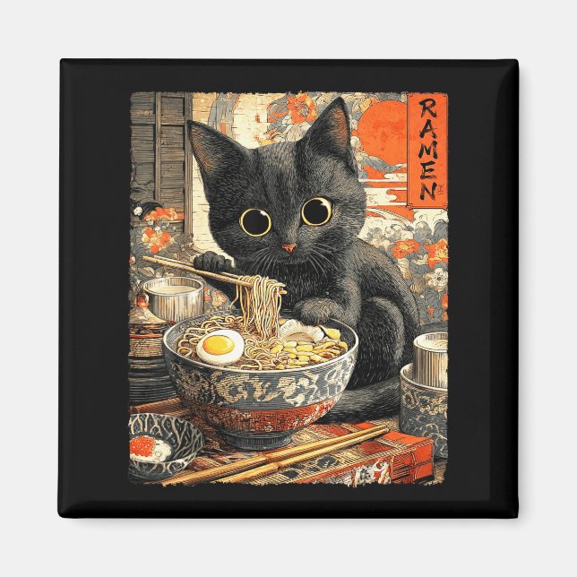 Imán Funny Ramen Cat Noodle Lovers Anime Otaku  (Frente)