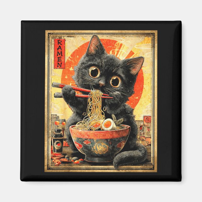 Imán Funny Ramen Cat Noodle Lovers Anime Otaku  (Frente)
