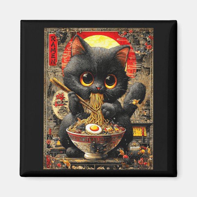 Imán Funny Ramen Cat Noodle Lovers Anime Otaku  (Frente)