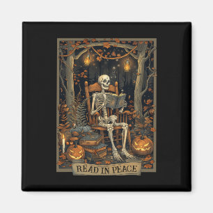 Imán Funny Read In Peace Skeleton Halloween Read Nned B