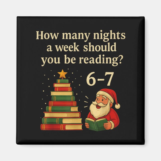 Imán Funny Reading Christmas Tree Book– Reading 6 7 Mem (Frente)
