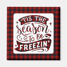 Imán Funny Red Buffalo Plaid es el Navidad de temporada