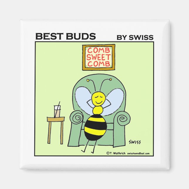 Imán Funny Relaxing Bee Best Buds Gardening Personaliza (Frente)
