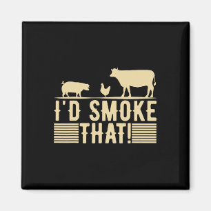 Imán Funny Retro Bbq Fiesta Fumador Chef papá regalo I 