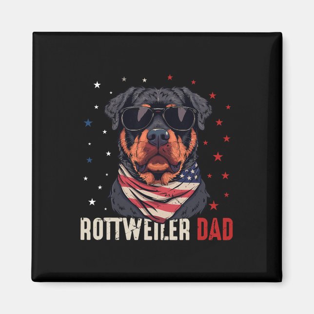 Imán Funny Rottweiler Dad Dad Usa Estrellas 4 De Julio (Frente)