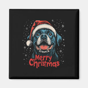 Imán Funny Rottweiler Santa Merry Christmas Rottie Love