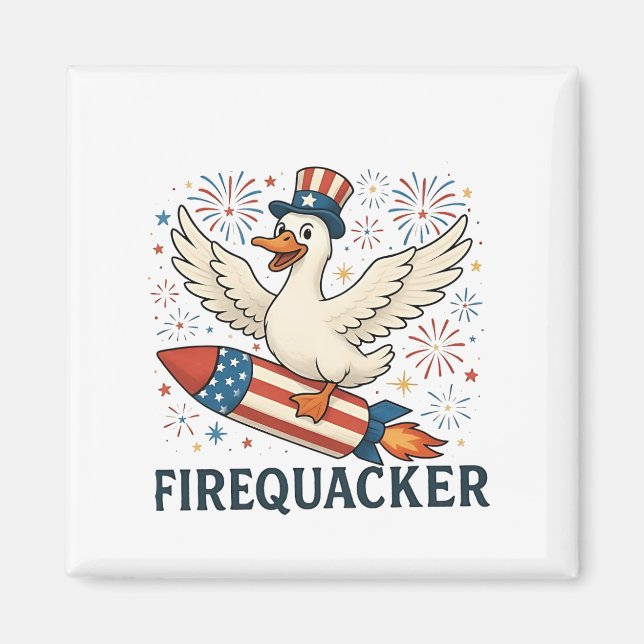 Imán Funny Rubber Duck Estados Unidos Patriotic Firequa (Frente)