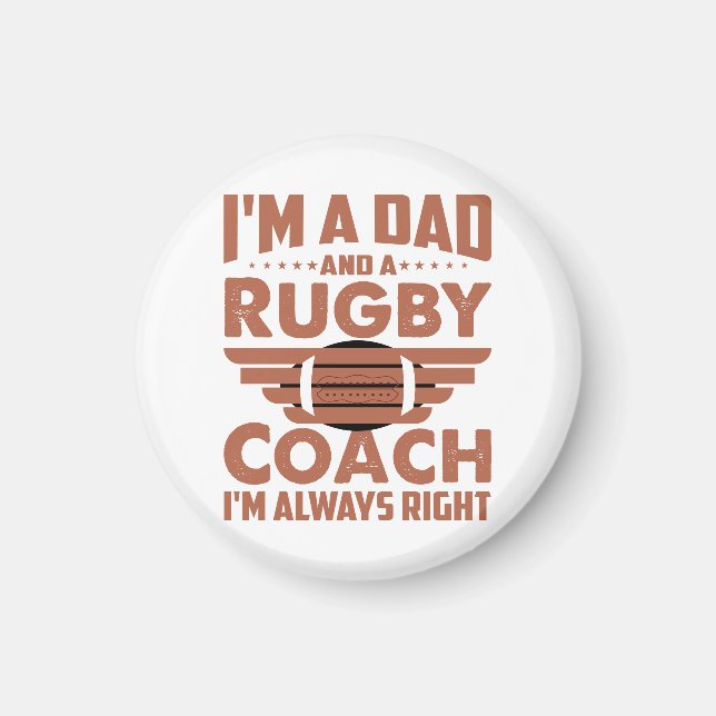 Imán Funny Rugby Dad y Rugby Coach (Frente)
