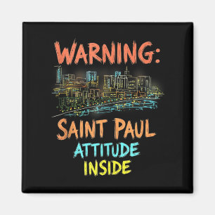 Imán Funny Saint Paul Minnesota Night Skyline Vintage T