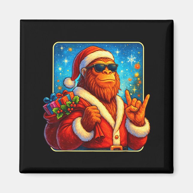 Imán Funny Santa Bigfoot Christmas Sasquatch Xmas Boys  (Frente)