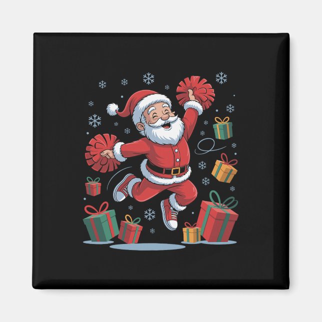 Imán Funny Santa Cheering Cheerleading Christmas Xmas P (Frente)
