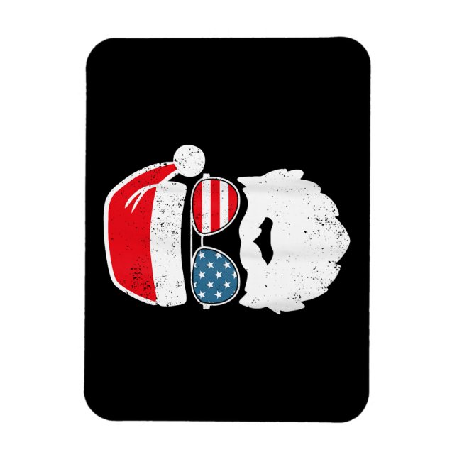 Imán Funny Santa Claus Face Gafas de sol Patriótico Ame (Vertical)