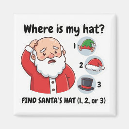 Imán Funny Santa Claus Lost Hat Matching Game Magnet