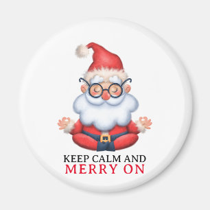 Imán Funny Santa Claus Meditate Mantiene La Calma Y Sig